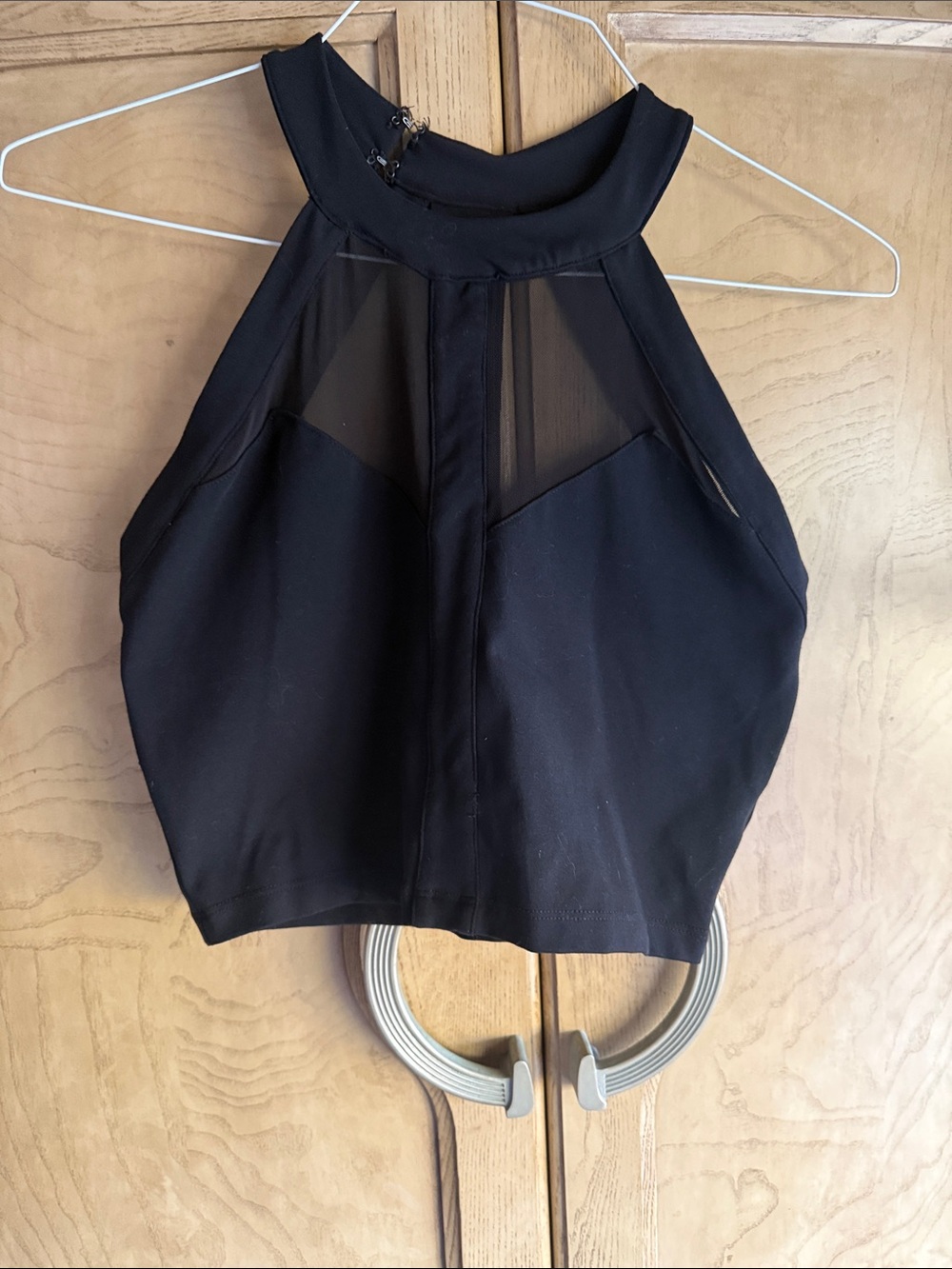Bebe 🔥Black High neck Mesh Cropped Top